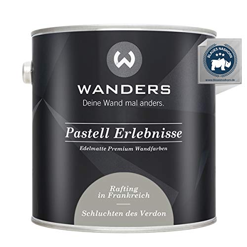 Wanders Pastell Erlebnisse 2,5L - Schluchten des Verdon/Helles Grau - Edelmatte Wandfarbe! Küchenmöbellack und Möbelfarbe. Kreidefarbe für Holz & mehr. Hohe Deckkraft, schnell trocknend von Wanders24