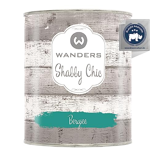 Wanders Shabby Chic Kreidefarbe 750 ml - Bergsee/Dunkles Türkis - Küchenmöbellack und Möbelfarbe ohne Schleifen. Chalk Paint, für Holz & mehr. Hohe Deckkraft, schnell trocknend von Wanders24