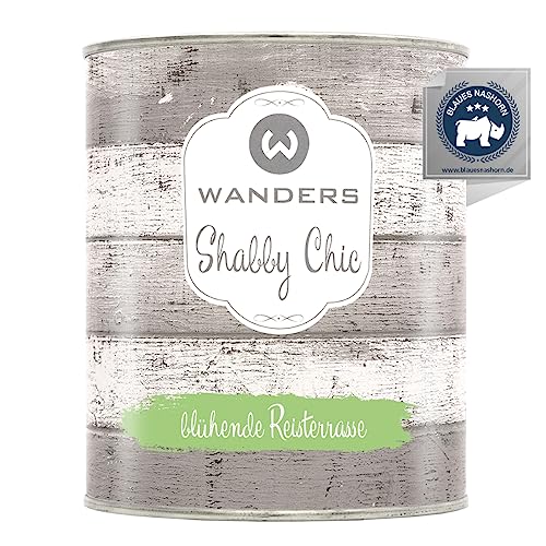 Wanders Shabby Chic Kreidefarbe 750 ml - Blühende Reisterrassen/Limettengrün - Küchenmöbellack und Möbelfarbe ohne Schleifen. Chalk Paint, für Holz & mehr. Hohe Deckkraft, schnell trocknend von Wanders24