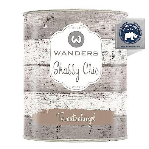 Wanders Shabby Chic Kreidefarbe 750 ml - Termitenhügel/Helles Taupe - Küchenmöbellack und Möbelfarbe ohne Schleifen. Chalk Paint, für Holz & mehr. Hohe Deckkraft, schnell trocknend von Wanders24