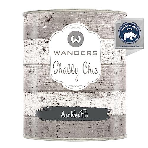 Wanders Shabby Chic Kreidefarbe 750 ml - Dunkler Fels/Dunkelgrau - Küchenmöbellack und Möbelfarbe ohne Schleifen. Chalk Paint, für Holz & mehr. Hohe Deckkraft, schnell trocknend von Wanders24