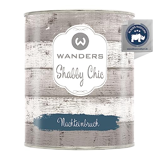 Wanders Shabby Chic Kreidefarbe 750 ml - Nachteinbruch/Dunkles Graublau - Küchenmöbellack und Möbelfarbe ohne Schleifen. Chalk Paint, für Holz & mehr. Hohe Deckkraft, schnell trocknend von Wanders24