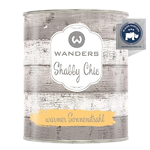 Wanders Shabby Chic Kreidefarbe 750 ml - Warmer Sonnenstrahl/Helles Orange - Küchenmöbellack und Möbelfarbe ohne Schleifen. Chalk Paint, für Holz & mehr. Hohe Deckkraft, schnell trocknend von Wanders24