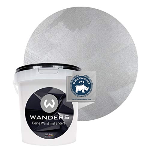 Wanders24 Tafelfarbe (1Liter,Edelmetallic Silber) Blackboard Paint - Tafellack - abwischbare Wandfarbe - in 20 Farbtönen erhältlich - Made in Germany von Wanders24