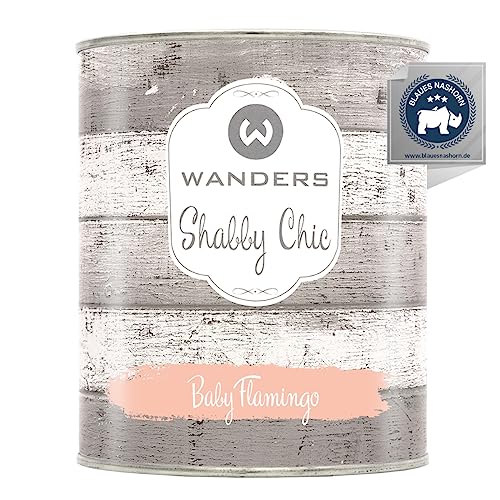 Wanders Shabby Chic Kreidefarbe 750 ml - Baby Flamingo/Sehr Helles Korallen - Küchenmöbellack und Möbelfarbe ohne Schleifen. Chalk Paint, für Holz & mehr. Hohe Deckkraft, schnell trocknend von Wanders24