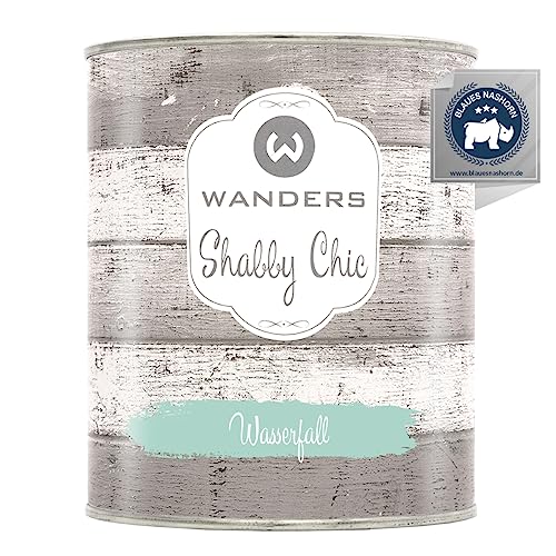 Wanders Shabby Chic Kreidefarbe 750 ml - Wasserfall/Helles Grün - Küchenmöbellack und Möbelfarbe ohne Schleifen. Chalk Paint, für Holz & mehr. Hohe Deckkraft, schnell trocknend von Wanders24