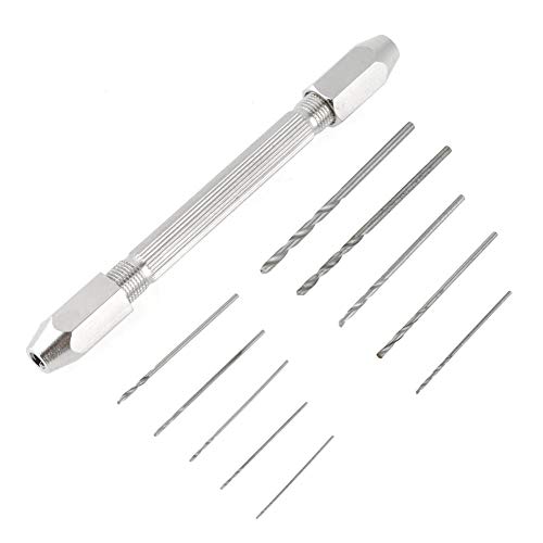 Verrückter Double End Pin Vise Chuck + 10 Stück Micro-Bohrer-Set für Uhrmacher Pin Vise Carving Repair Tool Handwerk Schmuck Werkzeug von Wandisy