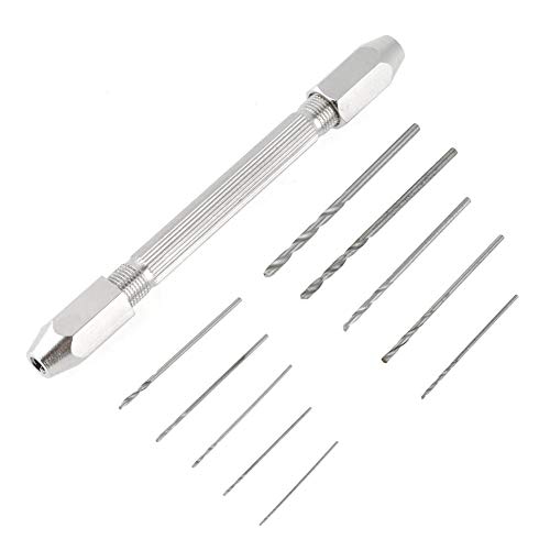 Verrückter Verkauf Double End Pin Vise Chuck + 10 Stück Micro-Bohrer-Set für Uhrmacher Pin Vise Carving Repair Tool Handwerk Schmuck Werkzeug von Wandisy