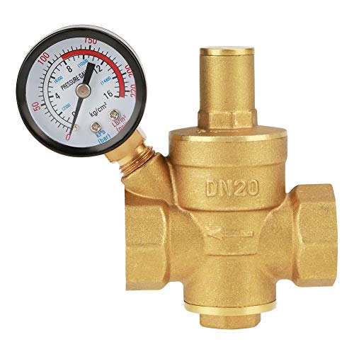 Druckminderer Wasser, 3/4 Zoll DN20 Messing Wasserdruckminderer Einstellbarer Niederdruckregler mit Manometer für effiziente Druckregulierung von Wandisy