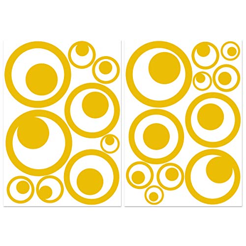 Wandkings.de Vogelschutz-Aufkleber für Fenster, Retro-Kreise, 20 Stück, erhältlich in 33 Farben goldgelb von WANDKINGS