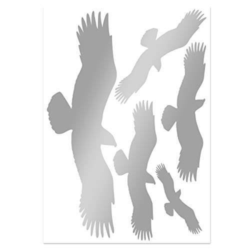 Wandkings Vogelschutz und Fensterschutz, 5 Aufkleber im Set zum Schutz vor Vogelschlag, silber - erhältlich in 33 von WANDKINGS