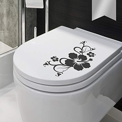 Wandkings WC Deckel Hibiskusblüten Ranke Aufkleber 30 x 15 cm Silber - erhältlich in 33 Farben von WANDKINGS
