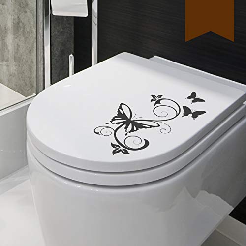 WANDKINGS WC Deckel Schmetterling Ranke Aufkleber 30 x 16 cm braun - erhältlich in 33 Farben von WANDKINGS