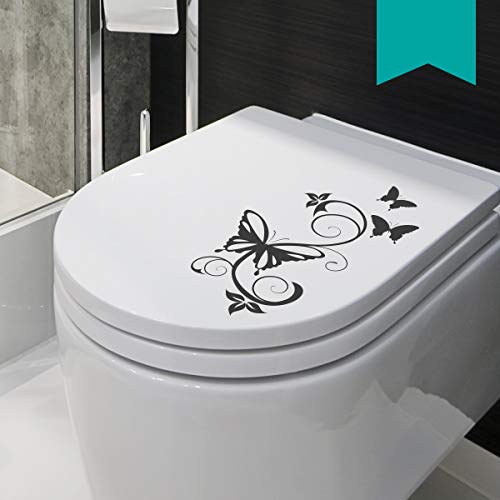 WANDKINGS WC Deckel Schmetterling Ranke Aufkleber 30 x 16 cm türkis - erhältlich in 33 Farben von WANDKINGS
