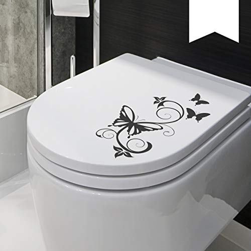 Wandkings WC Deckel Schmetterling Ranke Aufkleber 30 x 16 cm weiß - erhältlich in 33 Farben von Wandkings.de