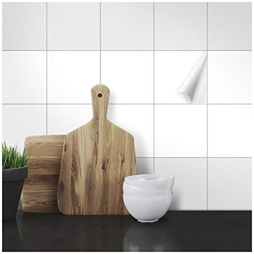 Fliesenaufkleber - 15 x 15 cm - 200 Stück - Weiß Seidenmatt und Glänzend - Für alle Fliesen in Küche, Bad & Innenbereich von WANDKINGS