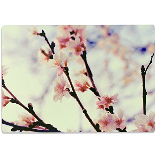 WANDKINGS Glasschneidebrett „Kirschblüten“ - Motiv wählbar - Glasschneideplatte, Schneidebrett aus Glas, Frühstücksbrettchen von WANDKINGS