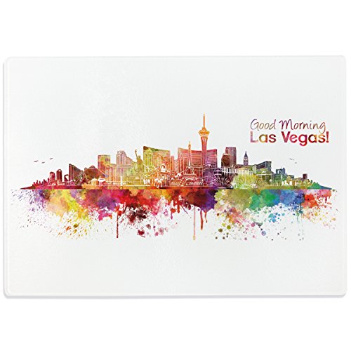 WANDKINGS Glasschneidebrett „Skyline Las Vegas“ - Stadt wählbar - Glasschneideplatte, Schneidebrett aus Glas, Frühstücksbrettchen von WANDKINGS