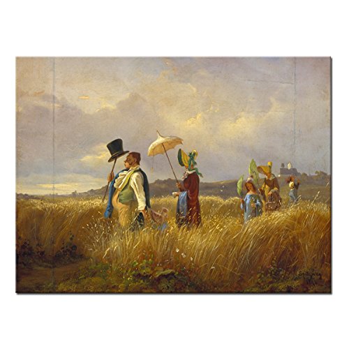 WANDKINGS Leinwandbild Der Sonntagsspaziergang von Carl Spitzweg / 40 x 30 cm/auf Keilrahmen von WANDKINGS