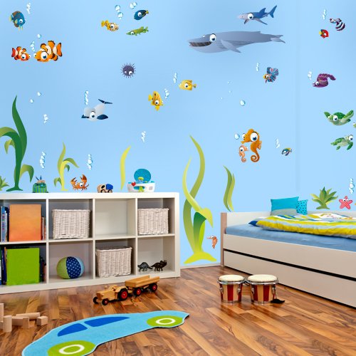 Wandkings Ozean Unterwasserwelt Wandsticker Megapack Set, 72 Aufkleber, Gesamtfläche 260 x 70 cm von WANDKINGS