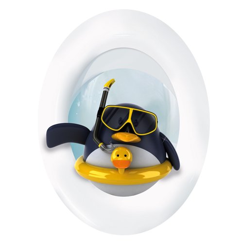 Wandkings Pinguin mit Rettungsring, WC Deckel Aufkleber Sticker, 30 x 40 cm von WANDKINGS