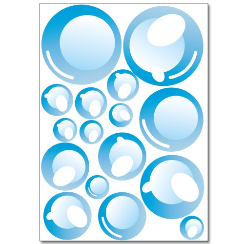 Wandkings Seifenblasen Wandsticker Set, 32 Aufkleber, 2 DIN A4 Bögen, Gesamtfläche 60 x 20 cm von WANDKINGS