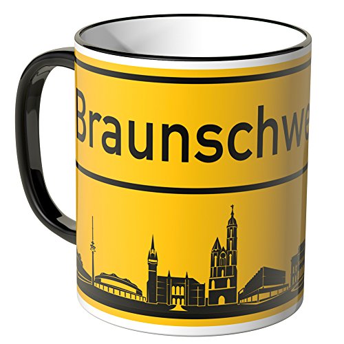 WANDKINGS® Tasse, Skyline Braunschweig - SCHWARZ von WANDKINGS