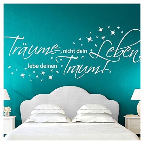 Wandora Wandtattoo Zitat Träume Nicht Dein Leben I hellgrau (BxH) 120 x 46 cm I Wohnzimmer Schlafzimmer Sticker Aufkleber Wandaufkleber Wandsticker G026 von Wandora