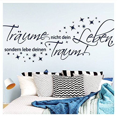 Wandora Wandtattoo Spruch Träume Nicht Dein Leben I dunkelgrau (BxH) 150 x 58 cm I Sterne Schlafzimmer Flur Sticker Aufkleber Wandaufkleber Wandsticker W1456 von Wandora