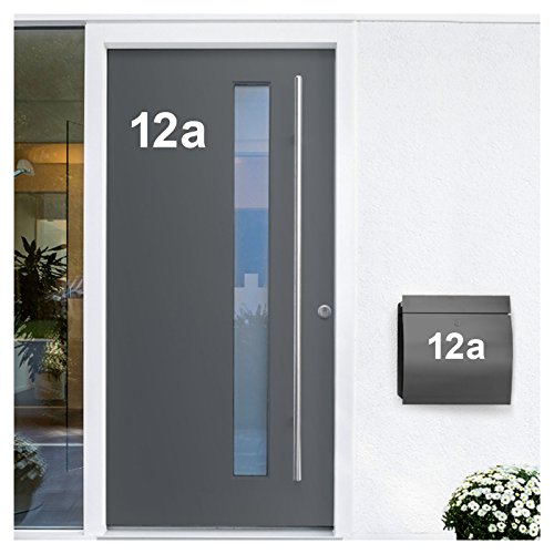 Wandora W1473 Wandtattoo Hausnummer selbstklebend I weiß Höhe 8 cm Zeichen b I Zahlen Buchstaben Ziffern Tür Beschriftung von Wandora