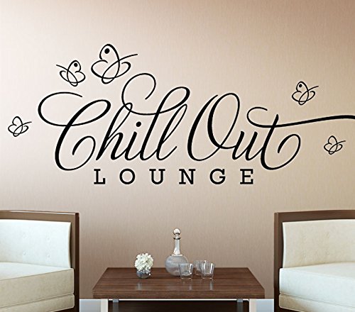 Wandora Wandsticker Chill Out Lounge I Taupe (BxH) 100 x 34 cm I Schmetterlinge Wandaufkleber Wohnzimmer Wandtattoo Schlafzimmer Aufkleber Sticker Wand G046 von Wandora