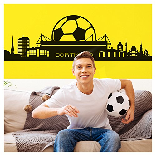 Wandora G083 Wandtattoo Fußball Fan Dortmund Skyline dunkelgrau (BxH) 165 x 47 cm von Wandora