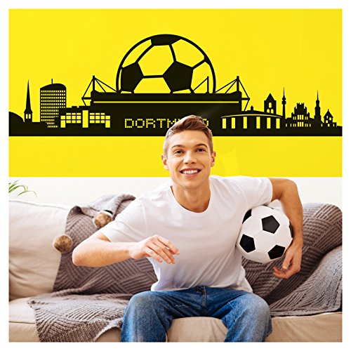 Wandora Wandtattoo Dortmund Skyline I gelb (BxH) 165 x 47 cm I Fußball Fan Stadt Verein Flur Wohnzimmer Sticker Aufkleber Wandaufkleber Wandsticker G083 von Wandora