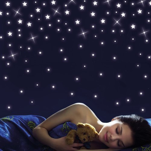 Wandtattoo Loft: Sternenhimmel 100 Sterne - fluoreszierend (leuchten im Dunklen) nachtleuchtende Sterne und Leuchtpunkte von Wandtattoo-Loft.de