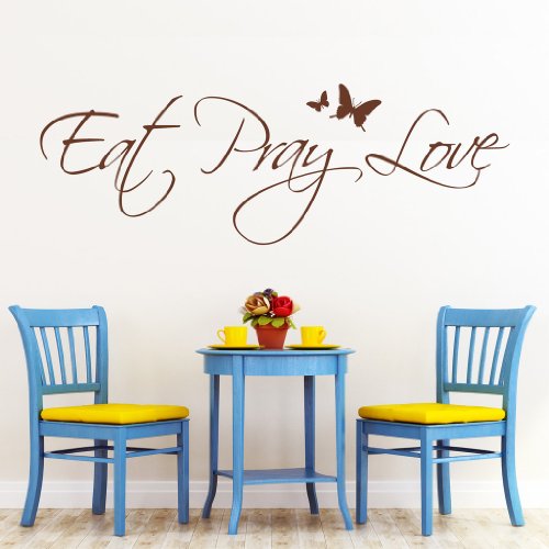 Wandtattoo: Eat Pray Love mit Schmetterlingen / 49 Farben / 4 Größen/grau / 35 x 102 cm von Wandtattoo-Loft.de