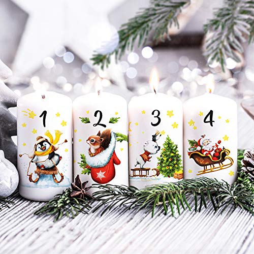 Adventskerzen 4er-Set Weihnachtskerzen Advent Kalenderkerzen Adventsgesteck von Wandtattoo Loft