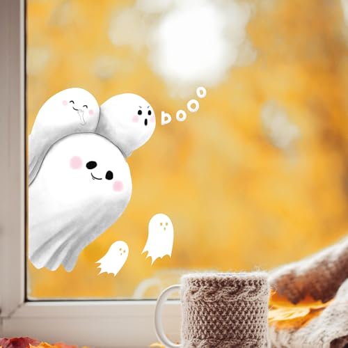 Dekoration Halloween Fensterbilder Geister Fensterdeko Kinderzimmer Kind Fensterfolie Fensterdekoration, 1. A4 Bogen von Wandtattoo Loft