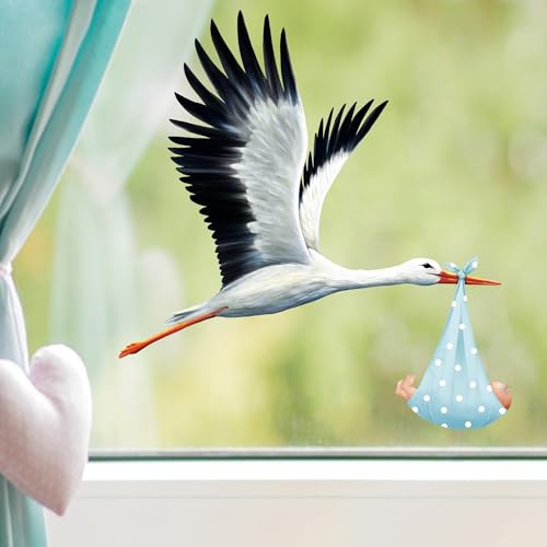 Fensterbild Frühling Klapperstorch Storch Baby Junge Geburt Fensterdeko Kinderzimmer Kind Osterdeko Frühlingsdeko, 3. A2 Bogen von Wandtattoo Loft