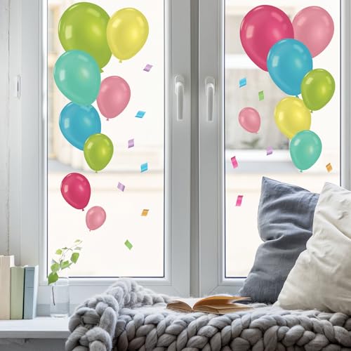 Fensterbild Karneval Luftballons Girlande wiederverwendbar Frühling bunte Ballons Fasching farbige Kreise, A1 Bogen von Wandtattoo Loft