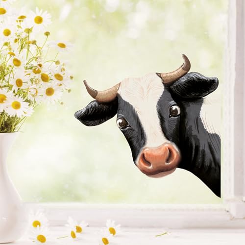 Wandtattoo Loft Fensterbild Kuh ins Fenster schauend schwarz reinschauend Kuhkopf wiederverwendbar Frühling Bauernhof Bulle Kalb, A3 Bogen Wandtattoo Loft Fensterbild Kuh ins Fenster schauend schwarz reinschauend Kuhkopf wiederverwendbar Frühling Bauernhof Bulle Kalb, A3 Bogen von Wandtattoo Loft