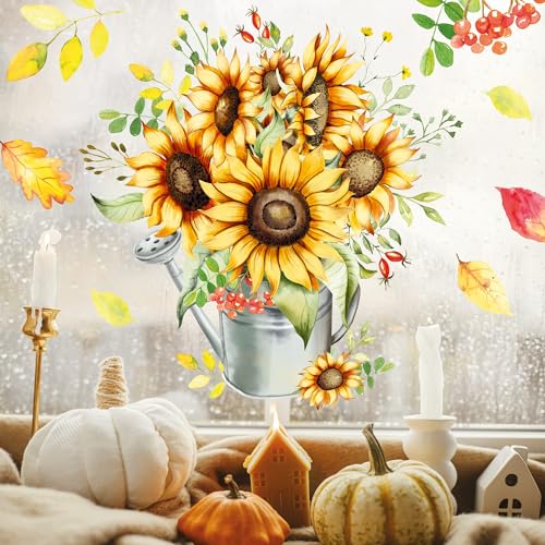 Fensterbild Sonnenblumen Gießkanne Herbst wiederverwendbare Fensteraufkleber, 2. A3 Bogen Fensterbild Sonnenblumen Gießkanne Herbst wiederverwendbare Fensteraufkleber, 2. A3 Bogen von Wandtattoo Loft