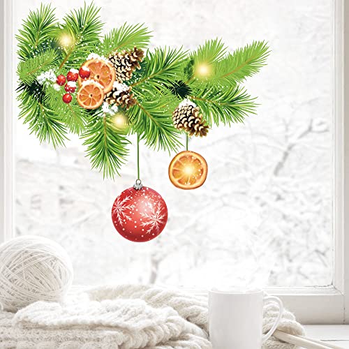 Fensterbild Weihnachten Winter Weihnachtszweig Tannen mit Kugeln und Dekoration, Kinderzimmer Fenster, Weihnachtsdeko, 1. A4 Bogen von Wandtattoo Loft