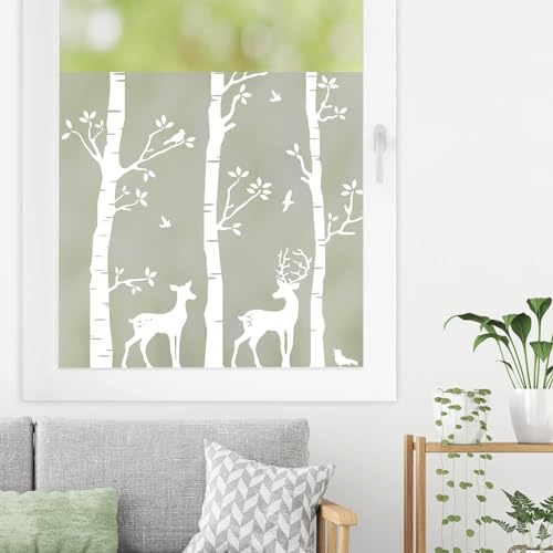 Sichtschutzfolie Birkenwald mit Hirschen Fensterfolie Fensterdeko Milchglasfolie, 75 cm hoch, 65 cm breit Sichtschutzfolie Birkenwald mit Hirschen Fensterfolie Fensterdeko Milchglasfolie, 75 cm hoch, 65 cm breit von Wandtattoo Loft