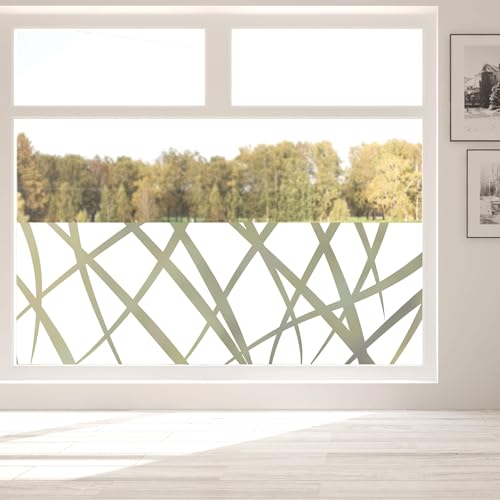 Sichtschutzfolie Fenster graue Linien abstrakt Fensterfolie Fensterdeko Milchglasfolie, 55 cm hoch, 50 cm breit von Wandtattoo Loft