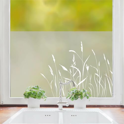 Sichtschutzfolie Gräser Fensterfolie Fensterdeko Milchglasfolie Sichtschutz, 100 cm hoch, 110 cm breit von Wandtattoo Loft