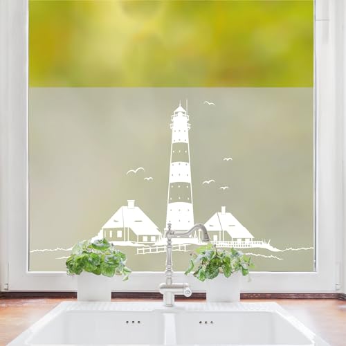 Sichtschutzfolie Leuchtturm Nordsee St. Peter Ording Fensterfolie Fensterdeko Milchglasfolie wiederverwendbar, 120 cm hoch, 90 cm breit von Wandtattoo Loft