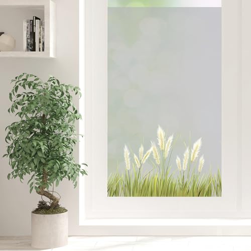 Sichtschutzfolie farbiges Pampasgras Gräser Fensterfolie Fensterdeko Milchglasfolie Sichtschutz Folie Fenster, 180 cm hoch, 75 cm breit von Wandtattoo Loft