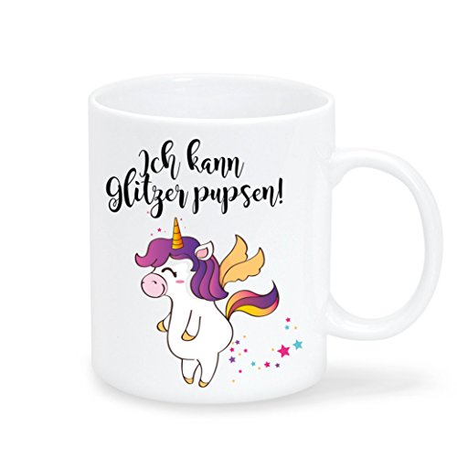 Tasse Einhorn Glitzer pupsen beidseitig bedruckt spülmaschinenfest von Wandtattoo-Loft