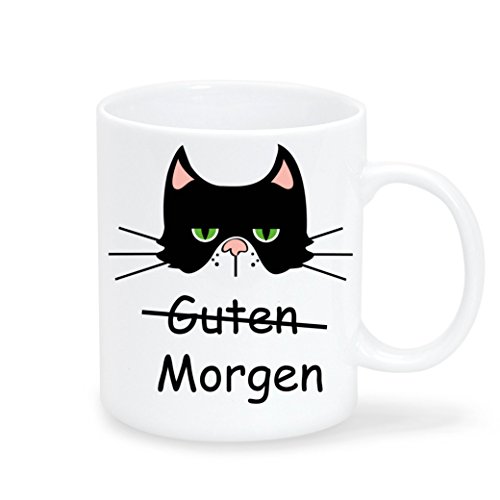 Tasse Guten Morgen mit einer grimmigen Katze - Spülmaschinenfest von Wandtattoo-Loft
