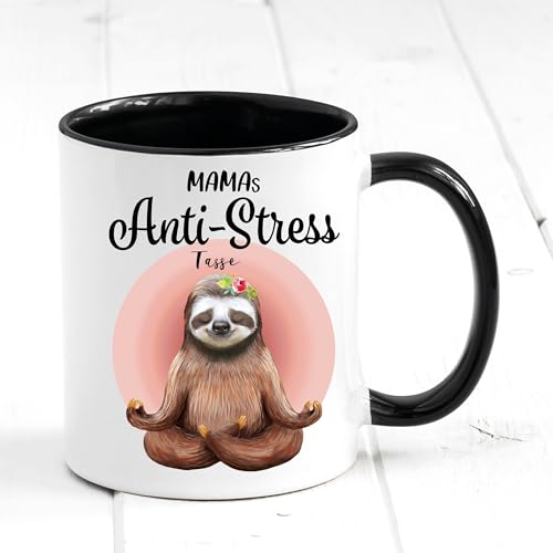 Tasse bedruckt Faultier Mamas Anti-Stress Tasse, Geschenk Mama Geburtstag Kaffeetasse Kaffeebecher von Wandtattoo Loft